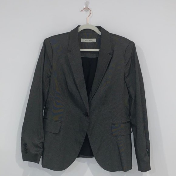 ZARA Black Shiny Notch lapel Single Breasted Blazer size X-LARGE - Picture 3 of 10